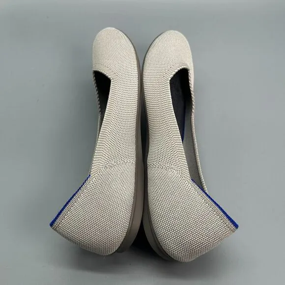 Rothy’s Birdseye Flax Women's 9 White Cream Tan Flats Slip-On Round Toe Comfort