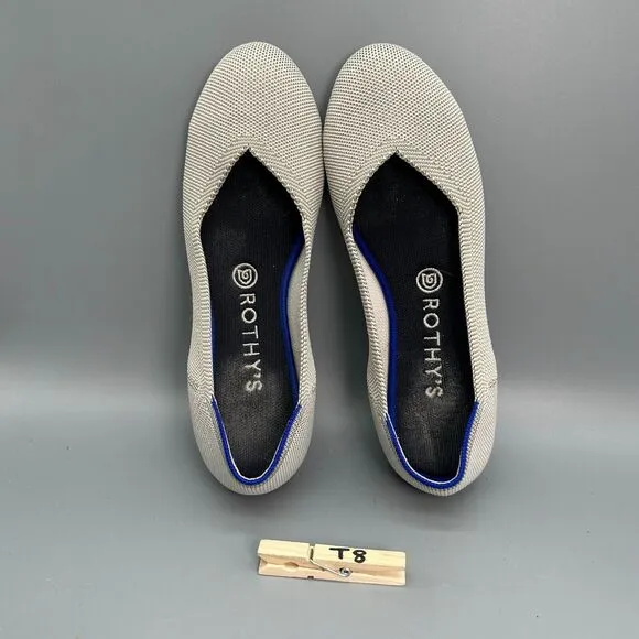 Rothy’s Birdseye Flax Women's 9 White Cream Tan Flats Slip-On Round Toe Comfort