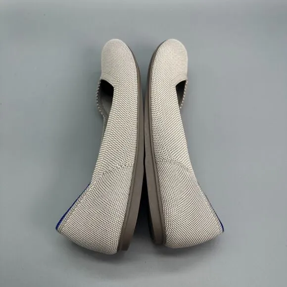 Rothy’s Birdseye Flax Women's 9 White Cream Tan Flats Slip-On Round Toe Comfort