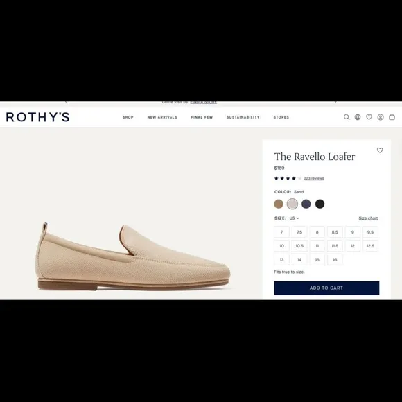 Rothy's Cream Loafers Sleek Slip-On Shoes