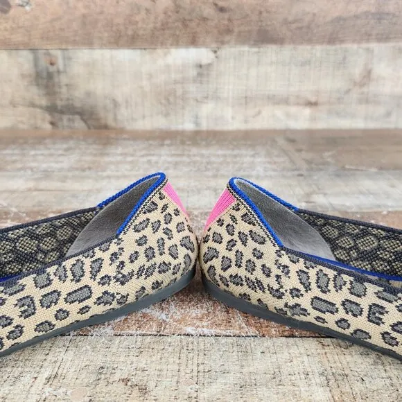 Rothy's Girls 3 Kids Loafer Leopard Print Knit Fabric Slip On Everyday Shoes