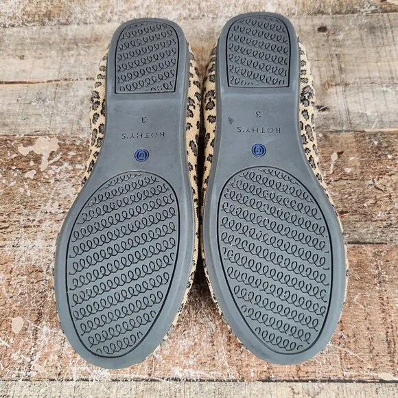 Rothy's Girls 3 Kids Loafer Leopard Print Knit Fabric Slip On Everyday Shoes