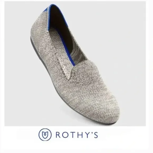 Rothy’s Taupe Heather Grey Blue Slip On Washable Loafers Shoes Size 8