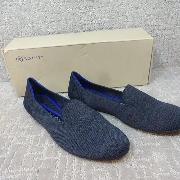 Rothys The Flat Navy Heather Round Toe Slip on Shoes Multiple Sizes