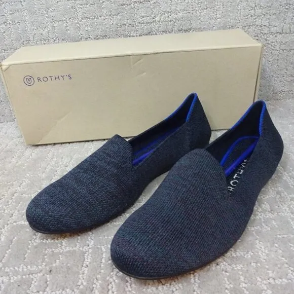 Rothys The Flat Navy Heather Round Toe Slip on Shoes Multiple Sizes