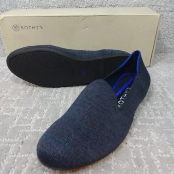 Rothys The Flat Navy Heather Round Toe Slip on Shoes Multiple Sizes