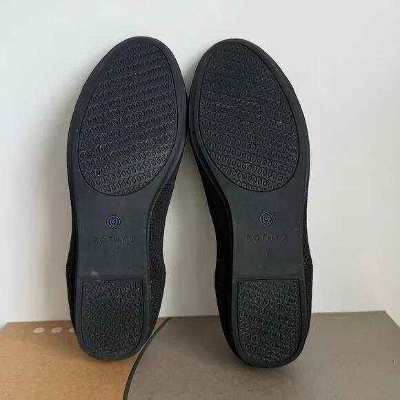 Rothy’s The Loafer Captoe Black/Blue Flats Women Slip On Shoes- W 7