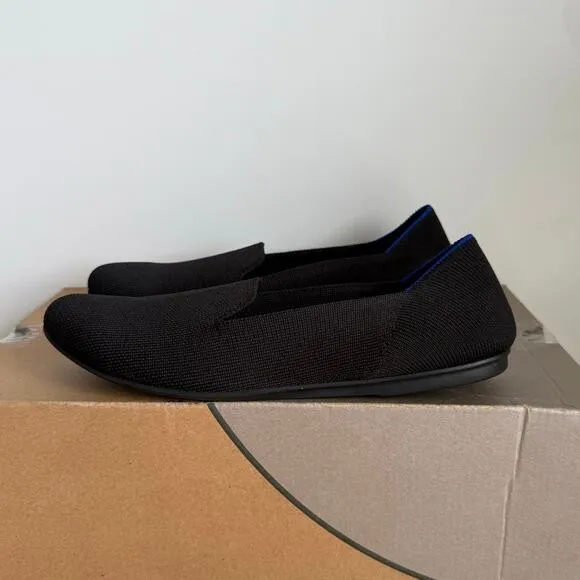 Rothy’s The Loafer Captoe Black/Blue Flats Women Slip On Shoes- W 7