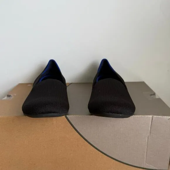 Rothy’s The Loafer Captoe Black/Blue Flats Women Slip On Shoes- W 7