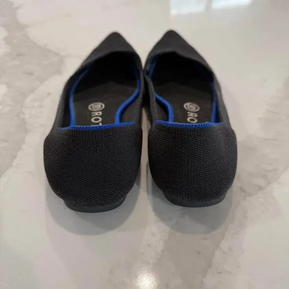 Rothy's The Point Black Solid Blue Halo Ballet Flat Women's 7.5 Slip On Comfort