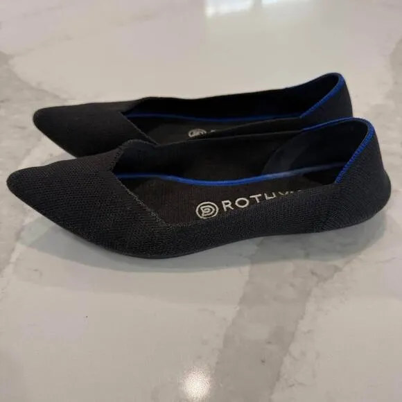 Rothy's The Point Black Solid Blue Halo Ballet Flat Women's 7.5 Slip On Comfort