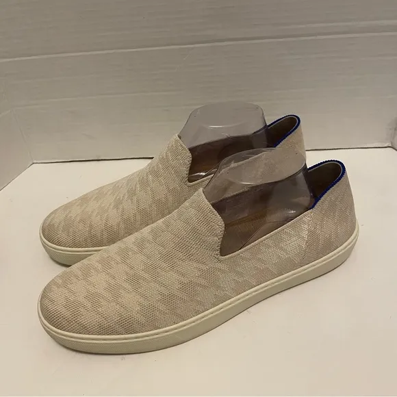 Rothy’s Woman’s Shoes Ivory Houndstooth Slip On Sneaker Size 11.5