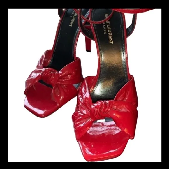 Saint Laurent Paris Deep Cherry Red Sandals Lk. New Size 38 1/2