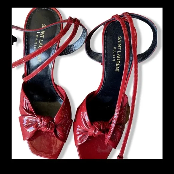 Saint Laurent Paris Deep Cherry Red Sandals Lk. New Size 38 1/2