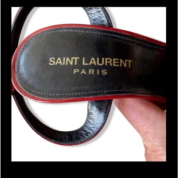Saint Laurent Paris Deep Cherry Red Sandals Lk. New Size 38 1/2