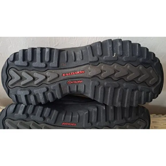 Salomon ContraGrip Men's 8 Black Leather Slip-In Work Shoe FLAWS