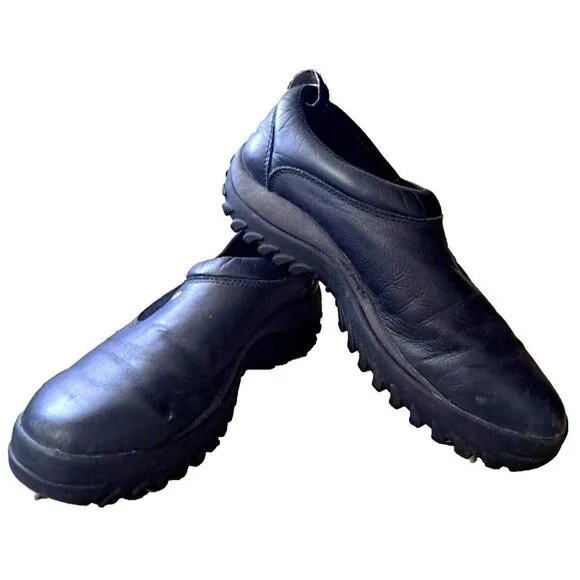 Salomon ContraGrip Men's 8 Black Leather Slip-In Work Shoe FLAWS