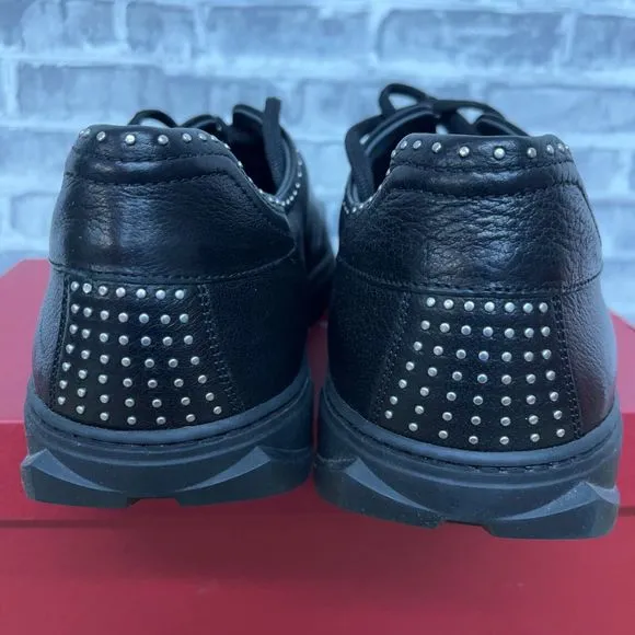 Salvatore Ferragamo Cube Studded Nero Buffalo Black‎ Shoes Mens Size 12
