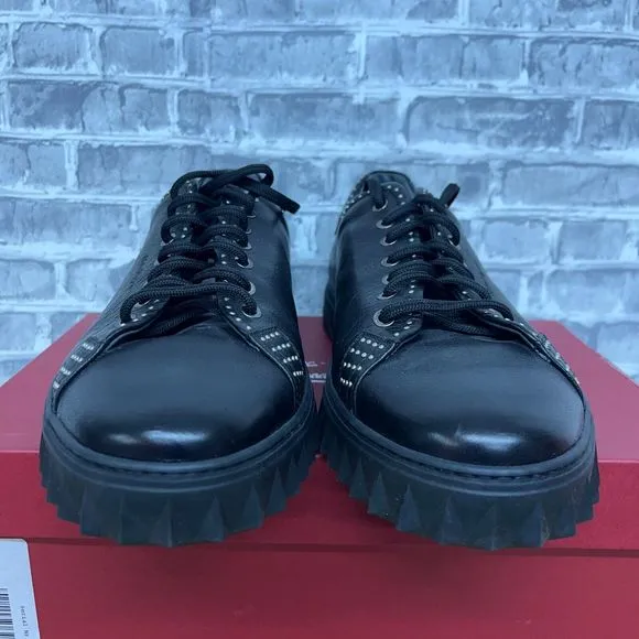 Salvatore Ferragamo Cube Studded Nero Buffalo Black‎ Shoes Mens Size 12