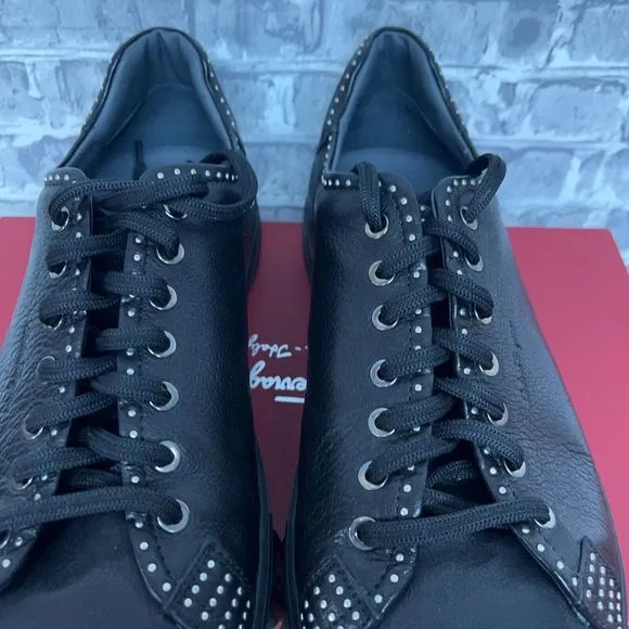 Salvatore Ferragamo Cube Studded Nero Buffalo Black‎ Shoes Mens Size 12