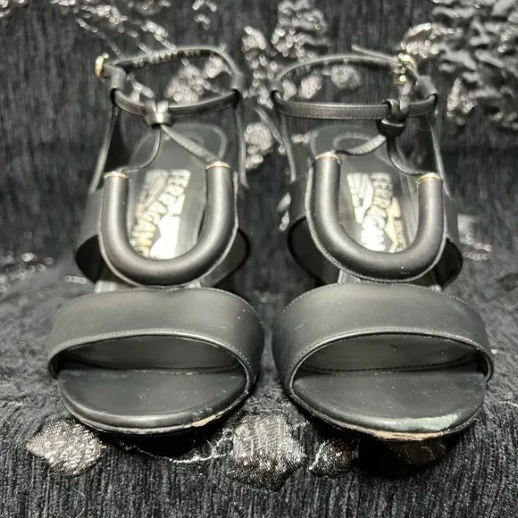 Salvatore Ferragamo ‘Galilea’ Black Sandals, Size 37- US 6.5