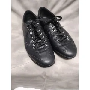Salvatore Ferragamo Shoes Mens Size 9 EE Black Leather Casual Sneaker