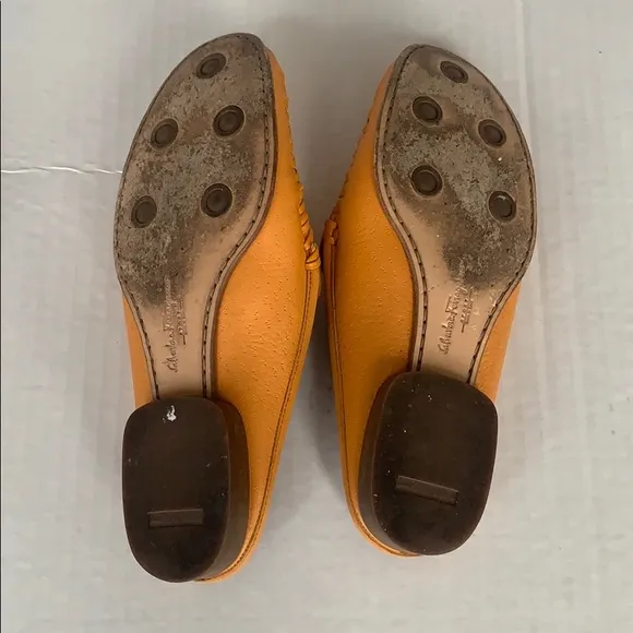 SALVATORE FERRAGAMO | Yellow Leather Mules Sz 7.5B