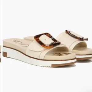 Sam  Edelman Ariane Platform Slide Sandal Cream Slide Sandals Tortoise Buckle