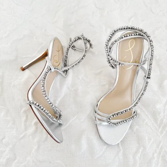 Sam Edelman Granger Metallic Crystal Heels Size 5 New