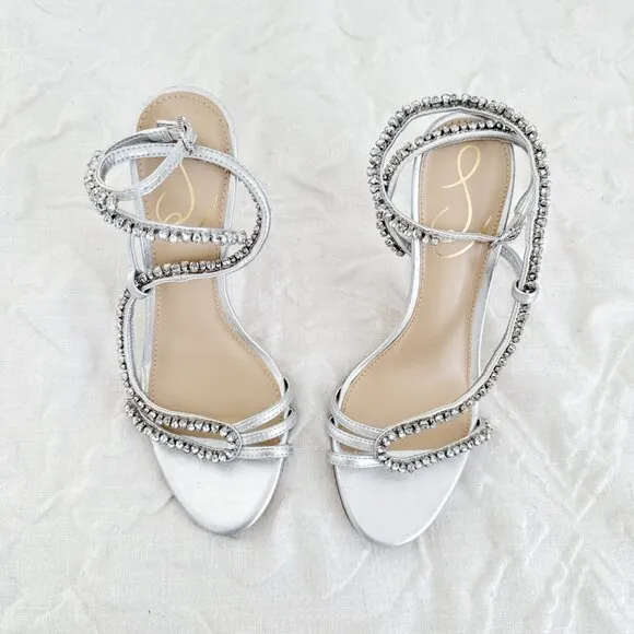 Sam Edelman Granger Metallic Crystal Heels Size 5 New