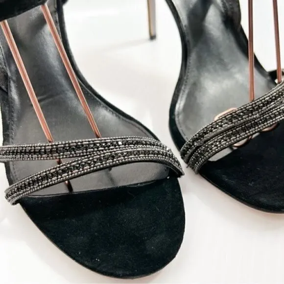 Sam Edelman Heels womens size 10 Black Crystal Daisie Ankle Strapped Sandals