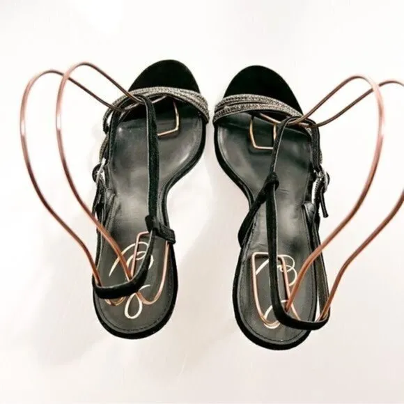 Sam Edelman Heels womens size 10 Black Crystal Daisie Ankle Strapped Sandals