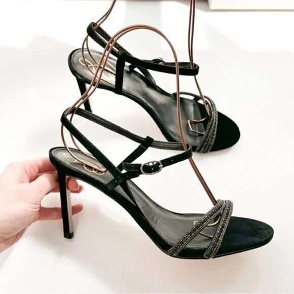 Sam Edelman Heels womens size 10 Black Crystal Daisie Ankle Strapped Sandals