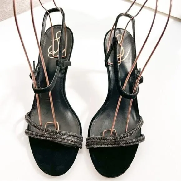 Sam Edelman Heels womens size 10 Black Crystal Daisie Ankle Strapped Sandals