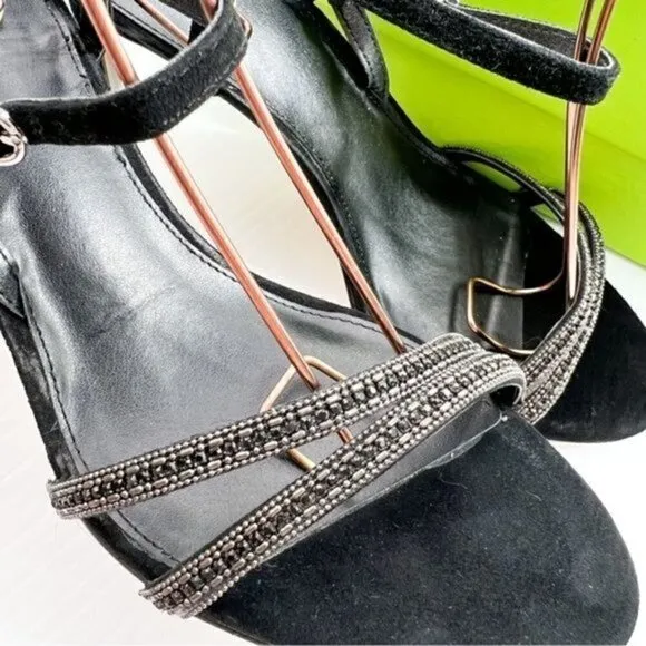 Sam Edelman Heels womens size 10 Black Crystal Daisie Ankle Strapped Sandals