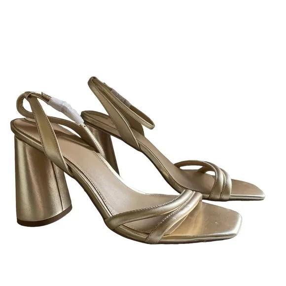 Sam Edelman Kia Leather Heels Gold Ankle Strap Size 10W NWT