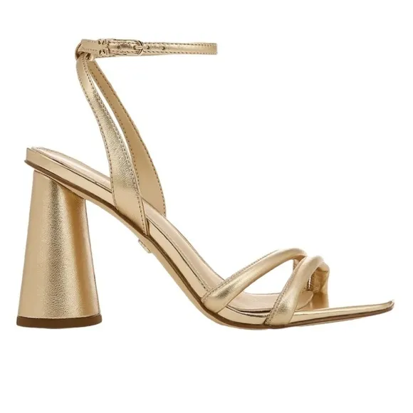 Sam Edelman Kia Leather Heels Gold Ankle Strap Size 10W NWT
