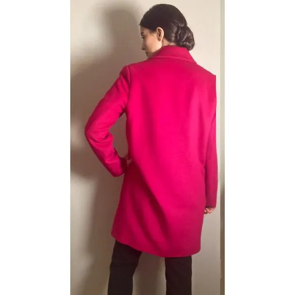 Sam Edelman Pink Wool Blend Double Breasted Coat ~ Bright! ~ Sz Med $220