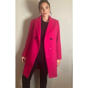 Sam Edelman Pink Wool Blend Double Breasted Coat ~ Bright! ~ Sz Med $220