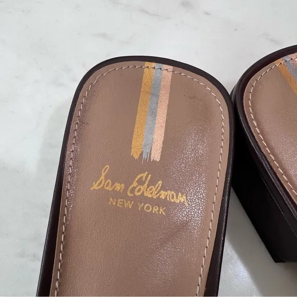 Sam Edelman Revolve Dawson Leather Square Toe Heels Sandals Slides Size 7.5