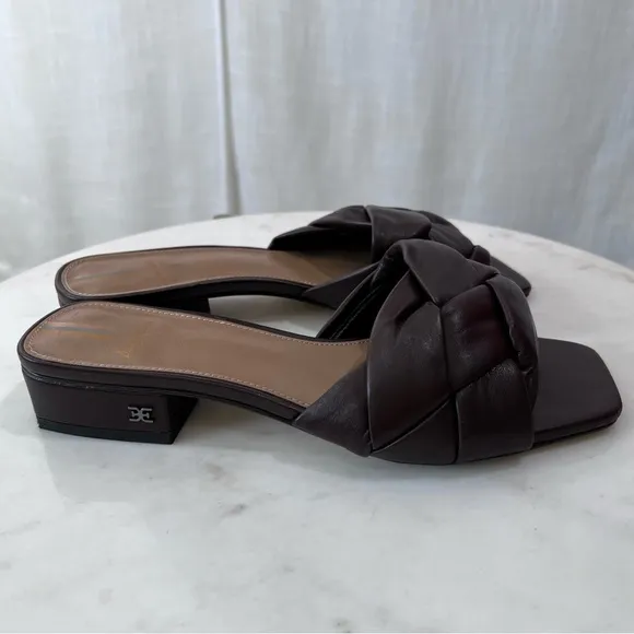 Sam Edelman Revolve Dawson Leather Square Toe Heels Sandals Slides Size 7.5