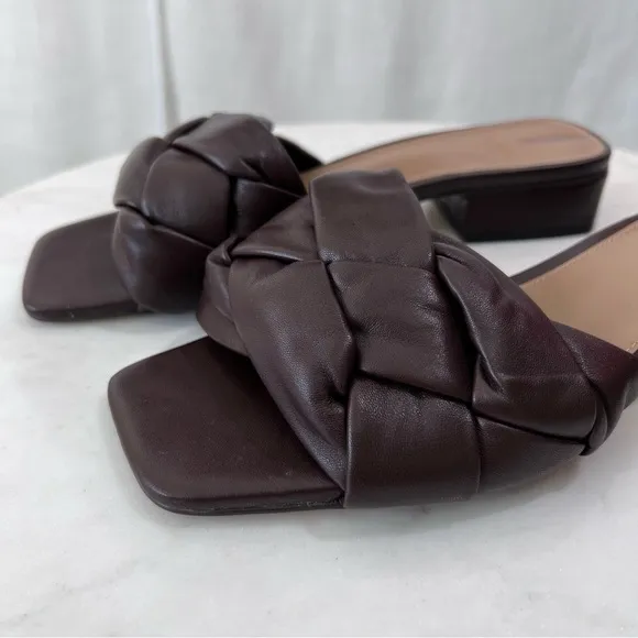 Sam Edelman Revolve Dawson Leather Square Toe Heels Sandals Slides Size 7.5
