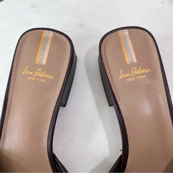 Sam Edelman Revolve Dawson Leather Square Toe Heels Sandals Slides Size 7.5