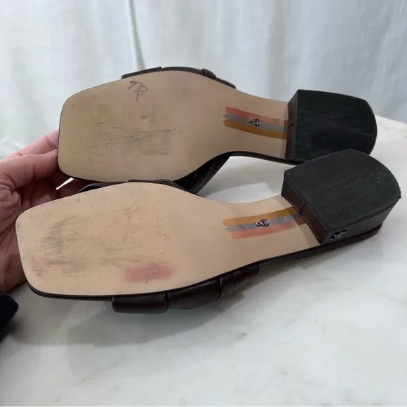 Sam Edelman Revolve Dawson Leather Square Toe Heels Sandals Slides Size 7.5