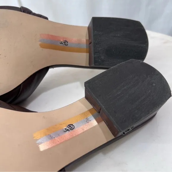 Sam Edelman Revolve Dawson Leather Square Toe Heels Sandals Slides Size 7.5