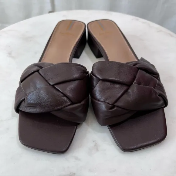 Sam Edelman Revolve Dawson Leather Square Toe Heels Sandals Slides Size 7.5