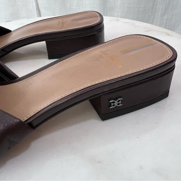 Sam Edelman Revolve Dawson Leather Square Toe Heels Sandals Slides Size 7.5