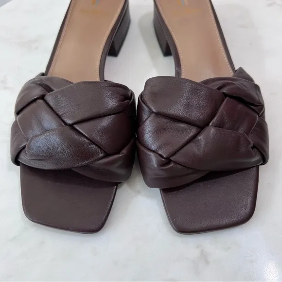 Sam Edelman Revolve Dawson Leather Square Toe Heels Sandals Slides Size 7.5
