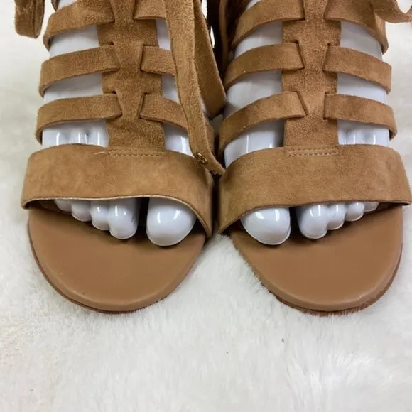 Sam Edelman Yarina Caged Suede Heels in‎ Camel, size 8 M