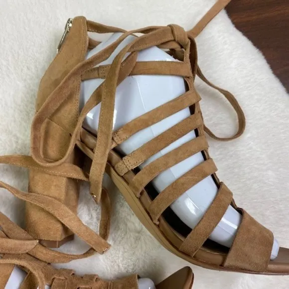 Sam Edelman Yarina Caged Suede Heels in‎ Camel, size 8 M